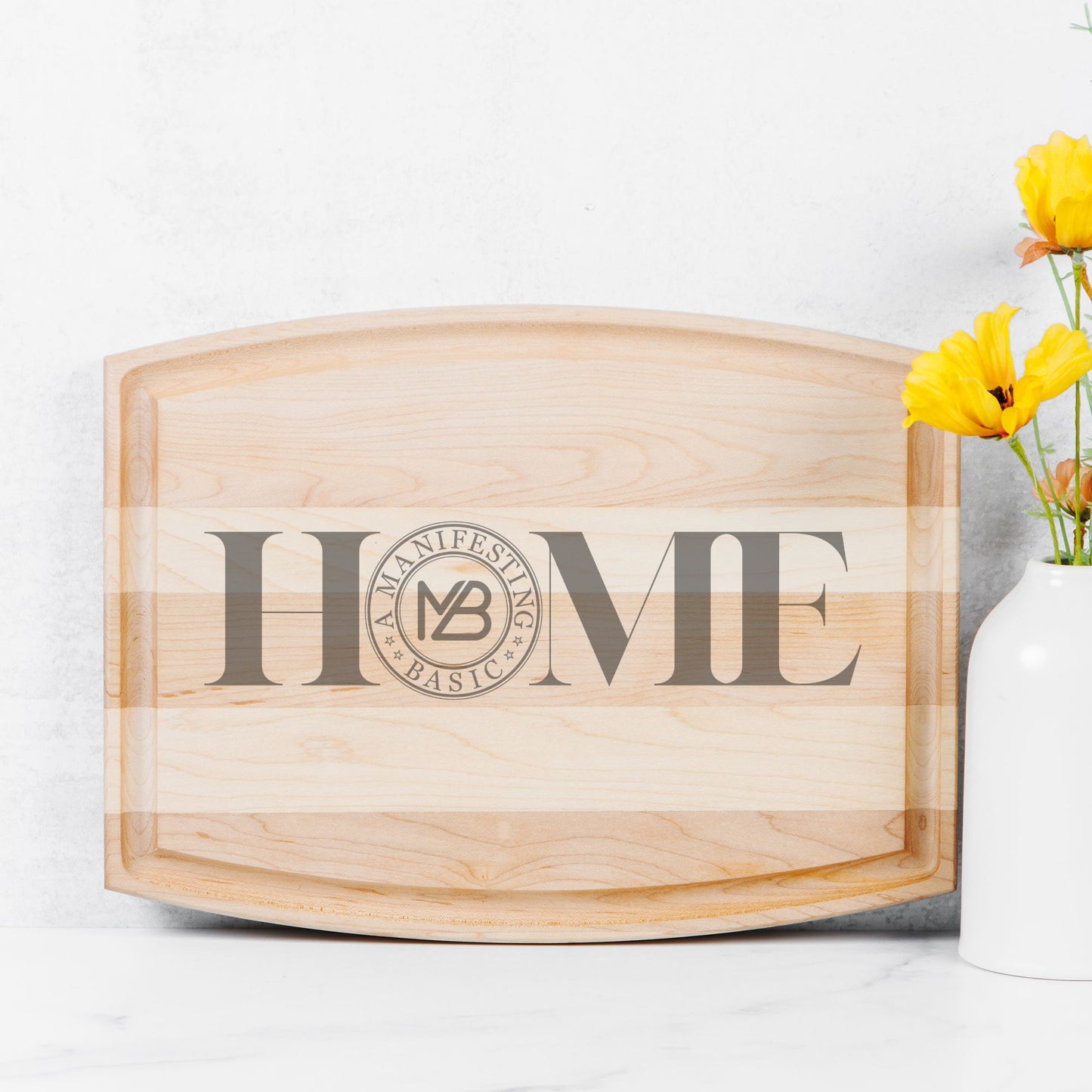 At Home Arched Wood Cutting/Serving Board - 12" x 9"