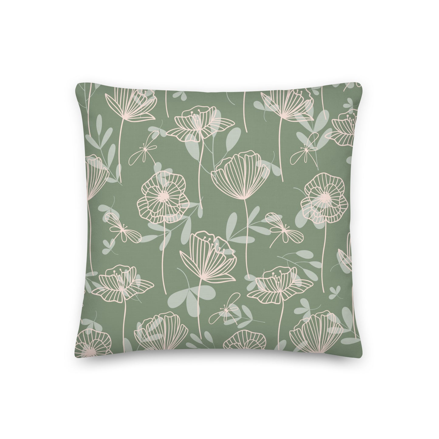 Muted Green Print Pillow