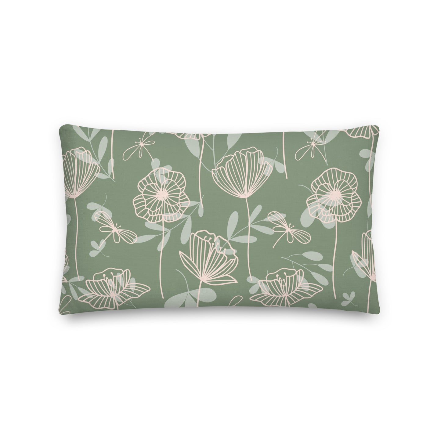 Muted Green Print Pillow