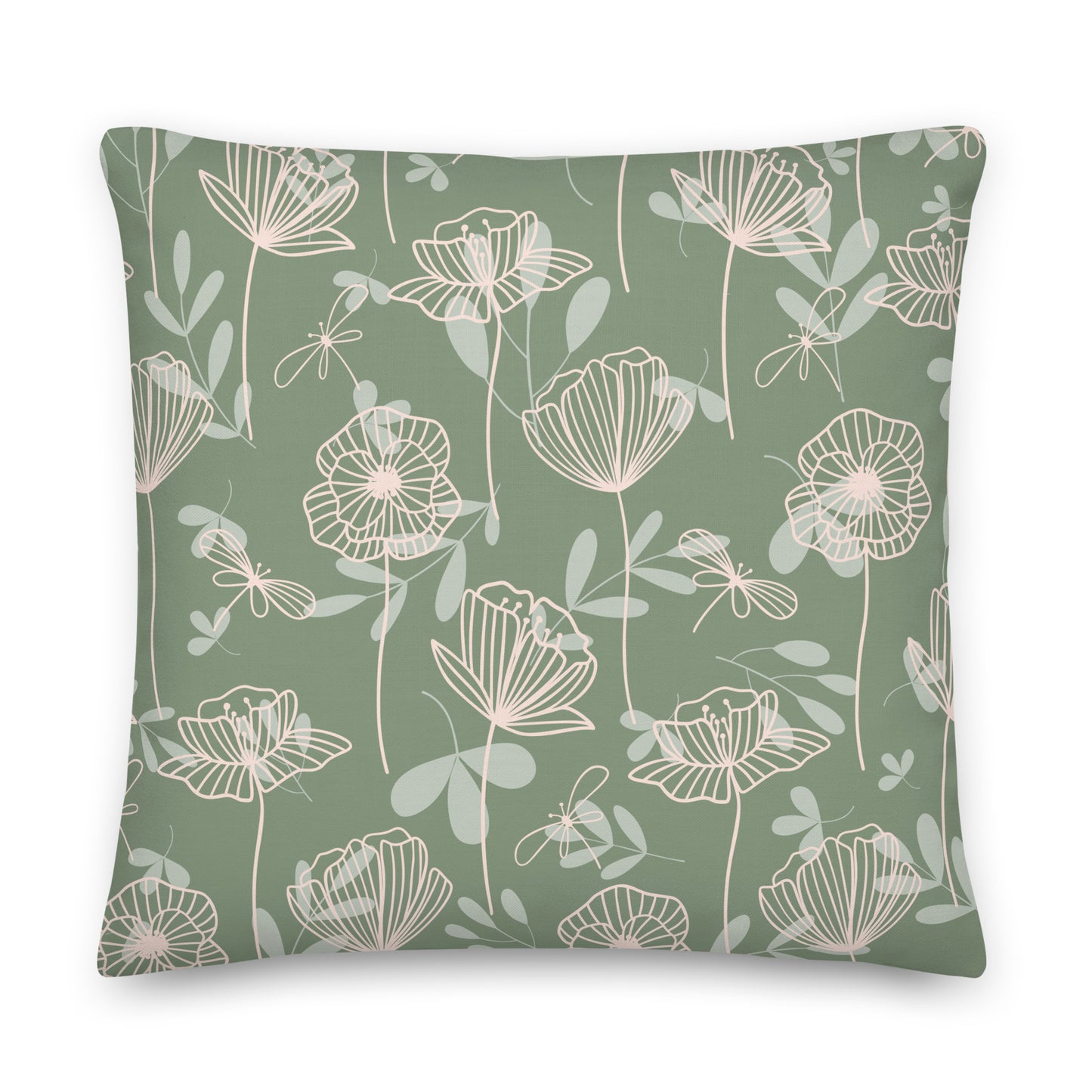 Muted Green Print Pillow