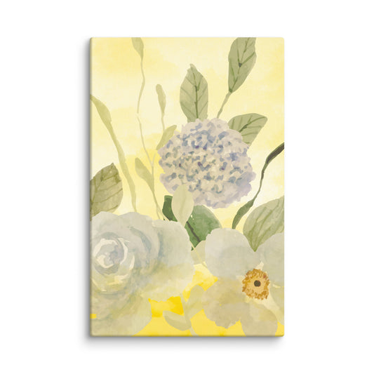 Vintage Inspired Flower Blue Canvas